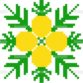 ハワイアンキルト-パイナップルでデザインされた花