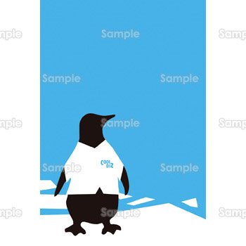 COOLBIZペンギンのハガキ背景-タテ