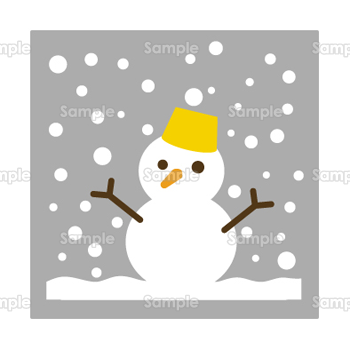 黄色い帽子の雪だるまに雪が降る