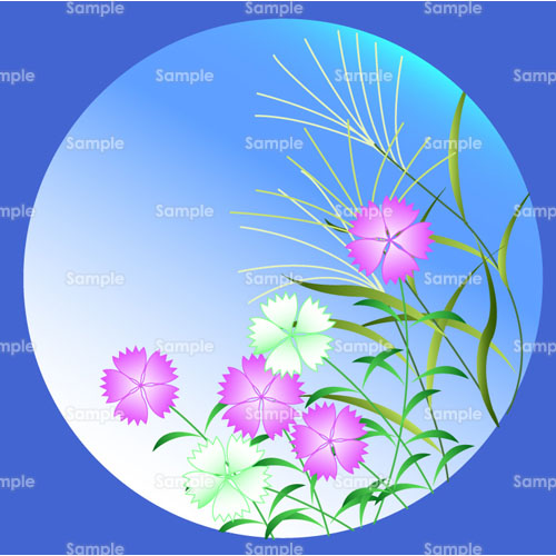 撫子 ナデシコ ススキ 薄 窓 丸窓 花 ダウンロード 花のイラスト素材集 花 はな スクウェア 237 00