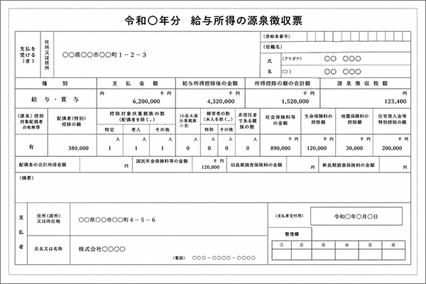 給与所得の源泉徴収票イメージ