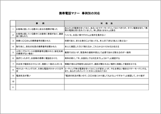 携帯電話マナー 事例別対応表