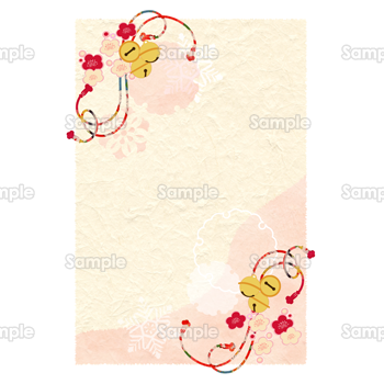 日本の春 雪模様の和紙に梅と鈴 のテンプレート 素材 無料ダウンロード ビジネスフォーマット 雛形 のテンプレートbank