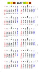 システム手帳用年間カレンダーA（ミニサイズ用）