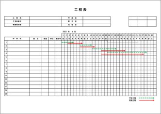 工事用 バーチャート工程表(1ヶ月)