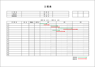 工事用　バーチャート工程表（3ヶ月）