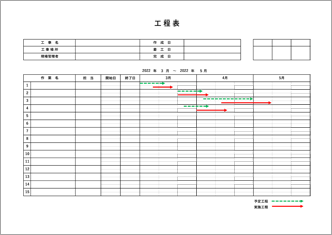 工事用 バーチャート工程表(3ヶ月)