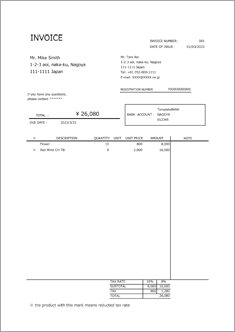 【インボイス制度対応】INVOICE（英語版請求書）