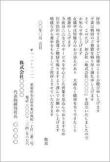 会社設立挨拶状-営業を兼ねて（はがき）