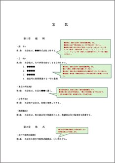 株式会社定款（取締役会・監査役設置会社）