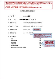 株式会社設立登記申請書(監査役設置会社)