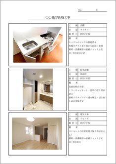 工事写真報告書(写真左・工種/位置/撮影日/備考)