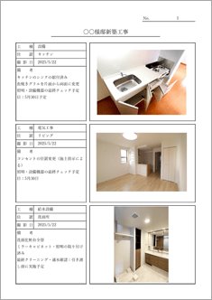 工事写真報告書(写真右・工種/位置/撮影日/備考)
