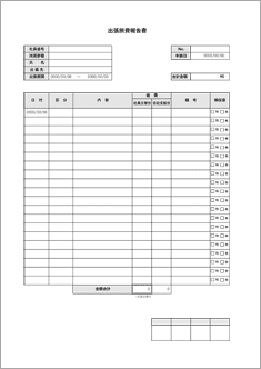 出張旅費精算書（社員立替／会社支給区分）