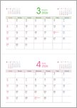 卓上カレンダー（月間ブロックタイプ）3・4月
