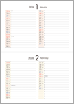 卓上カレンダー（月間横罫タイプ）1・2月