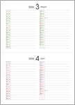 卓上カレンダー（月間横罫タイプ）3・4月