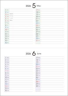 卓上カレンダー（月間横罫タイプ）5・6月