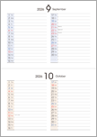 卓上カレンダー（月間横罫タイプ）9・10月