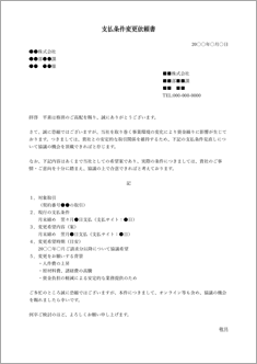支払条件変更依頼書(支払期日)