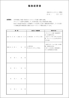 職務経歴書（マーケティング職）