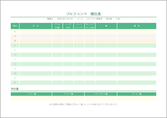 ゴルフコンペ順位表