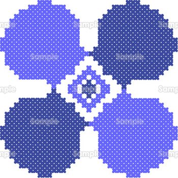 ハワイアンキルト-青い刺繍の花