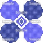 ハワイアンキルト-青い刺繍の花