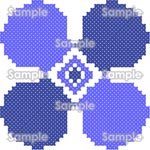 ハワイアンキルト-青い刺繍の花