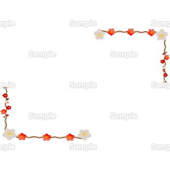 紅梅・白梅のフレーム・ヨコ