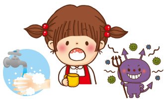 手洗い、うがいなど、新型コロナウイルスなどの感染症対策に使えるイラスト