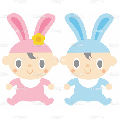 パステルカラー ふたご 双子 子ども 赤ちゃん のイラスト 005 0033 クリエーターズスクウェア