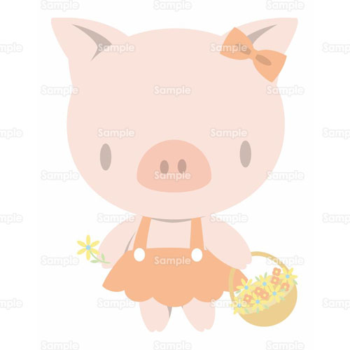 こぶた パステルカラー ぶた 豚 のイラスト 005 0038 クリエーターズスクウェア