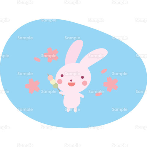 ウサギ さくら パステルカラー 桜 水色 のイラスト 005 0057 クリエーターズスクウェア