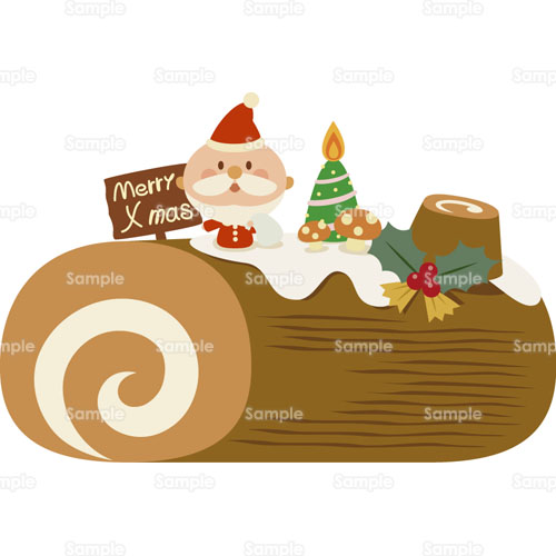 クリスマスケーキ ロールケーキ ブッシュドノエル サンタ のイラスト 005 0304 クリエーターズスクウェア