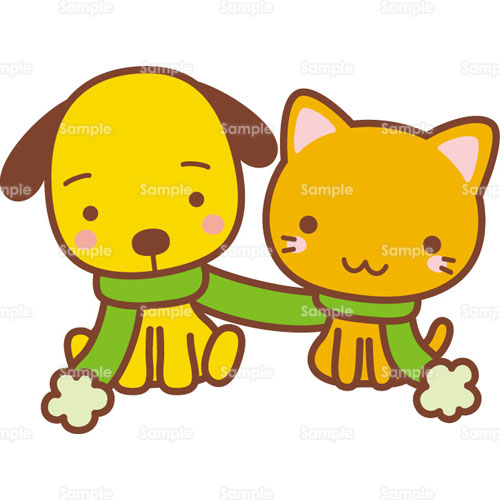 マフラー 犬 猫 いぬ ねこ のイラスト 005 0319 クリエーターズスクウェア