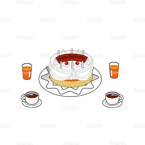ケーキ パーティ 誕生日パーティー コーヒー オレンジジュース のイラスト 006 0013 クリエーターズスクウェア
