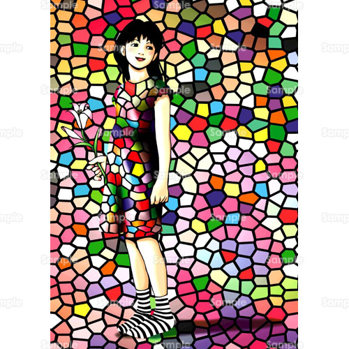 カラフル 人物 少女 女性 百合 のイラスト 009 0016 クリエーターズスクウェア