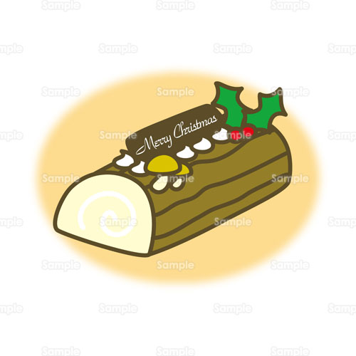 クリスマスケーキ ロールケーキ ブッシュドノエル のイラスト 017 0031 クリエーターズスクウェア