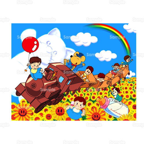 汽車 男性 空 虹 赤ちゃん 風船 ひまわり 向日葵 花 のイラスト 018 0014 クリエーターズスクウェア