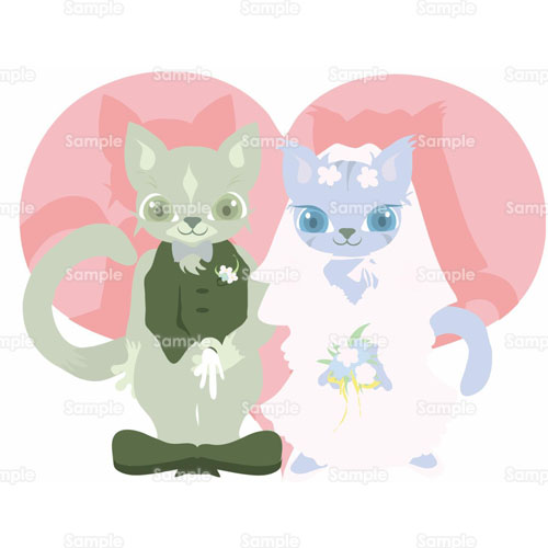 キャラクター ネコ ハート ブライダル 猫 のイラスト 019 0001 クリエーターズスクウェア