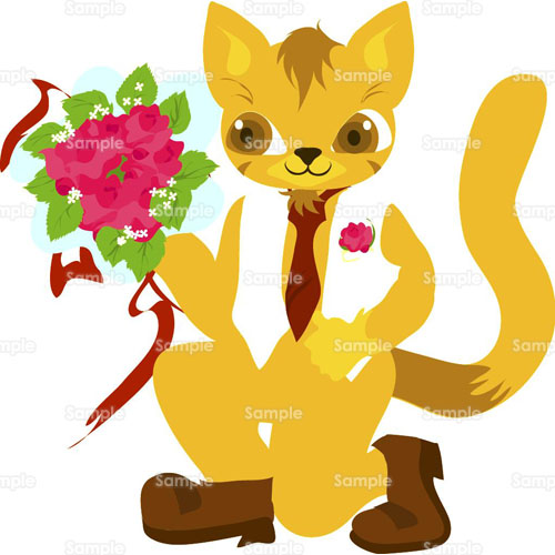 バースデイ 猫 ネコ 花 誕生日 のイラスト 019 0011 クリエーターズスクウェア