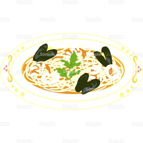 パスタ スパゲティ スパゲッティ ムール貝 麺 のイラスト 019 0022 クリエーターズスクウェア
