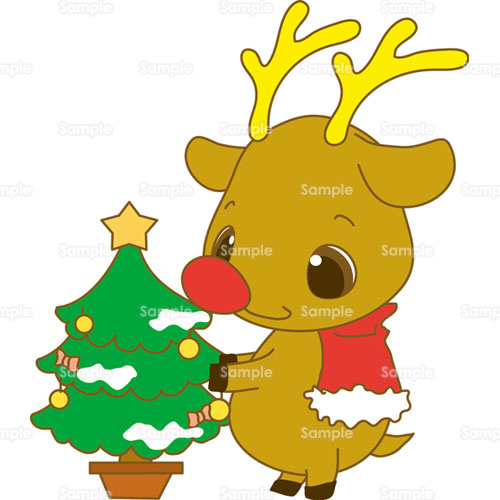 トナカイ クリスマスツリー のイラスト 019 0090 クリエーターズスクウェア