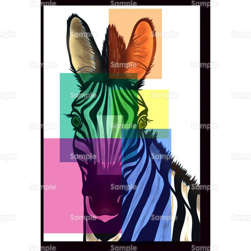 アフリカ カラフル シマウマ 版画 馬 のイラスト 026 0021 クリエーターズスクウェア