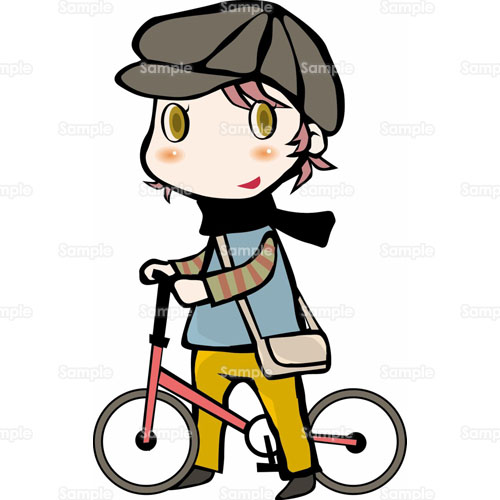 サイクリング 人物 女の子 少女 自転車 帽子 のイラスト 043 0033 クリエーターズスクウェア