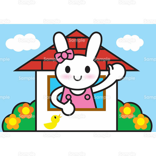 ウサギ 女の子 子ども 幼稚園 遊戯 のイラスト 050 0016