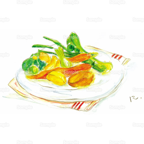 お皿,カフェ,野菜,のイラスト(052_0017) | クリエーターズスクウェア