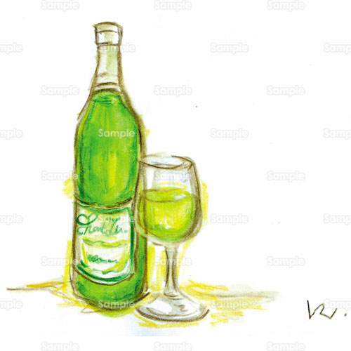 カフェ グラス ワイン 瓶 のイラスト 052 0023 クリエーターズスクウェア