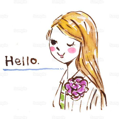 女 女性 Hello のイラスト 052 0096 クリエーターズスクウェア